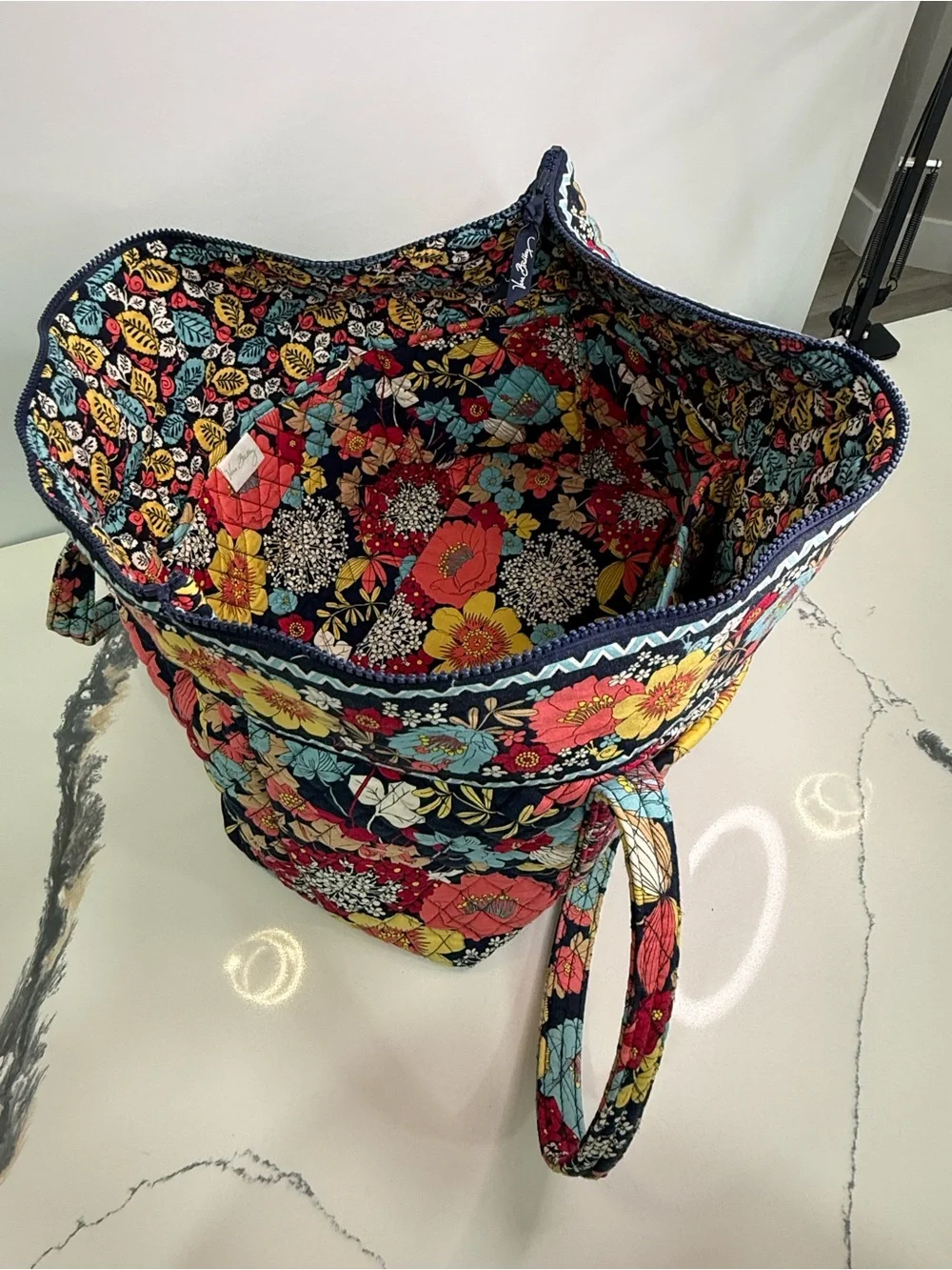 Vera Bradley XL Tote Bag Navy Floral Multicolor